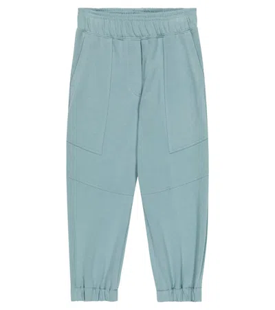Brunello Cucinelli Kids' Cotton Jersey Sweatpants In Blue