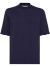 Brunello Cucinelli Contrasting-trims Solid T-shirts In Blue
