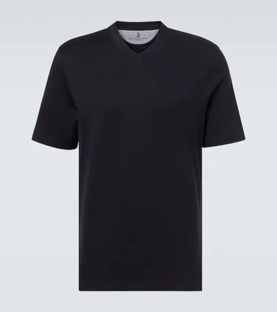 Brunello Cucinelli Silk And Cotton-blend Jersey T-shirt In Black