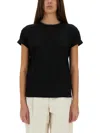 Brunello Cucinelli Short-sleeved T-shirt With Rolled Sleeves And Keyhole Detail In Black