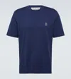 Brunello Cucinelli Classic Round Neck Cotton T-shirt In Blue