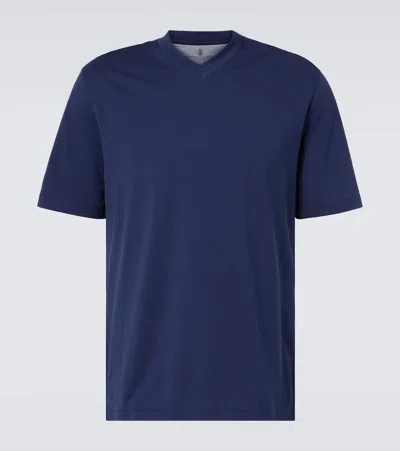 Brunello Cucinelli Cotton Jersey T-shirt In Blue