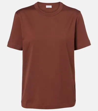Brunello Cucinelli Cotton Jersey T-shirt In Brown