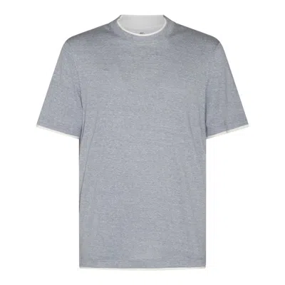 Brunello Cucinelli Cotton Jersey T-shirt In Clear Blue