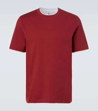 Brunello Cucinelli Cotton Jersey T-shirt In Burgundy