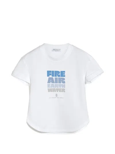 Brunello Cucinelli Kids' Cotton Jersey T-shirt With Print In White