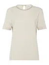 Brunello Cucinelli Cotton Jersey T-shirt With Shiny Details In Sand