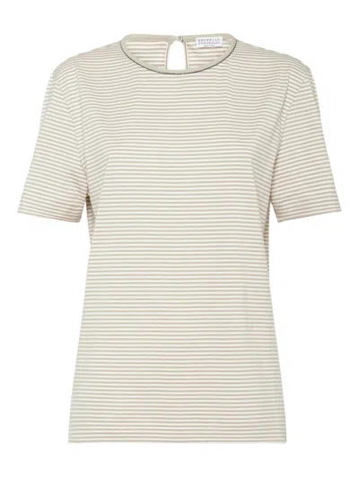 BRUNELLO CUCINELLI BRUNELLO CUCINELLI COTTON JERSEY T-SHIRT WITH SHINY DETAILS