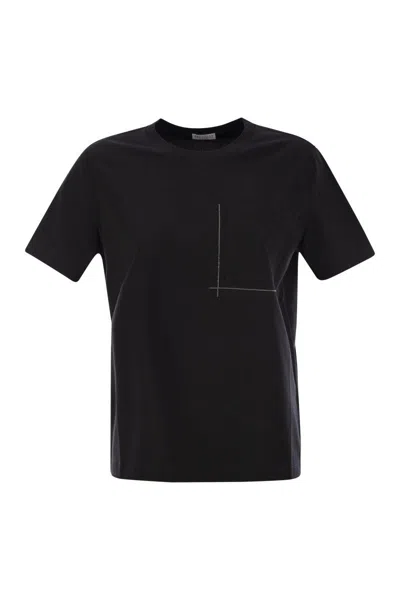 BRUNELLO CUCINELLI BRUNELLO CUCINELLI COTTON JERSEY T-SHIRT WITH SHINY POCKET DETAIL