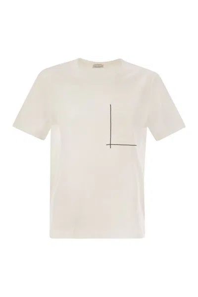 Brunello Cucinelli Cotton Jersey T-shirt With Shiny Pocket Detail In White