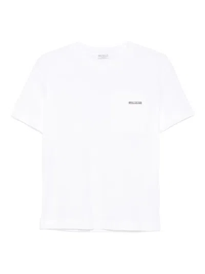 Brunello Cucinelli Cotton Jersey T-shirt With Shiny Tab Clothing In White