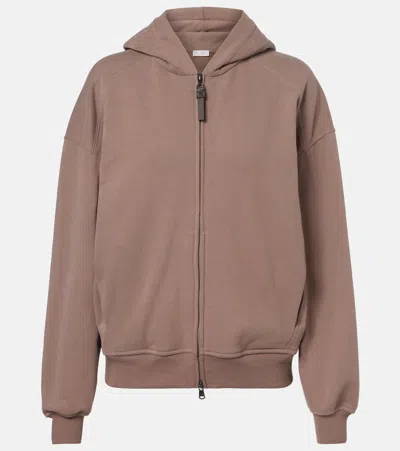 Brunello Cucinelli Cotton Jersey Zip-up Hoodie In Brown