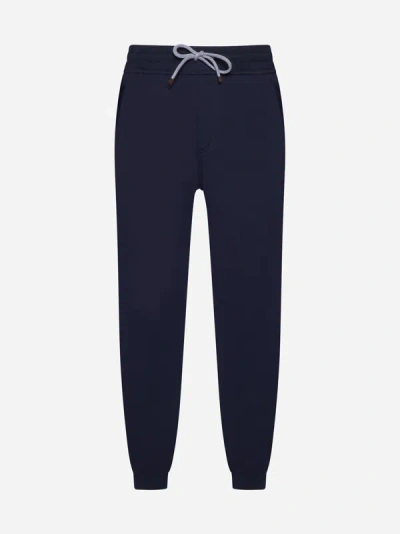 Brunello Cucinelli Tapered Cotton Track Trousers In Blue