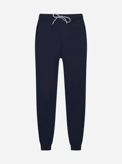 Brunello Cucinelli Tapered Cotton Track Pants In Blue