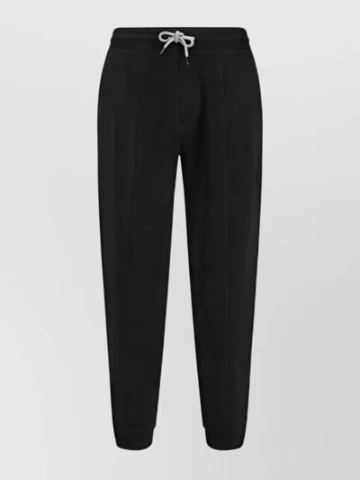 Brunello Cucinelli Cotton Jogger Trousers Monochrome Pattern In Black