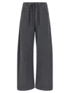 Brunello Cucinelli Cotton Joggers With Back Pocket And Wide Leg In Gray