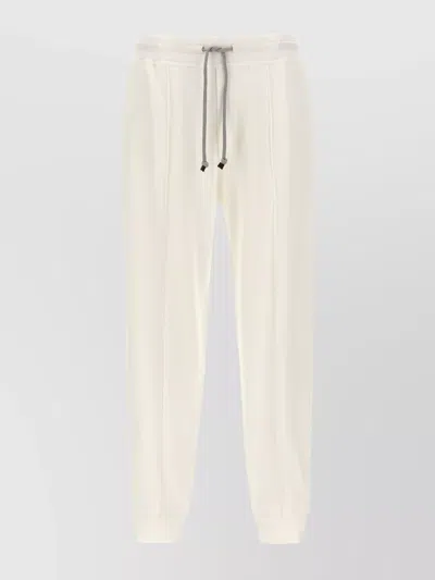 Brunello Cucinelli Cotton-blend Track Pants In White