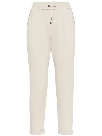 Brunello Cucinelli Cropped-hose Mit Perlen In Cool Beige