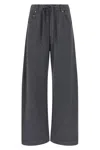 Brunello Cucinelli Cotton Joggers With Back Pocket And Wide Leg In Gray