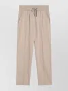 Brunello Cucinelli Cotton Joggers With Elastic Waistband And Side Pockets In Neutral