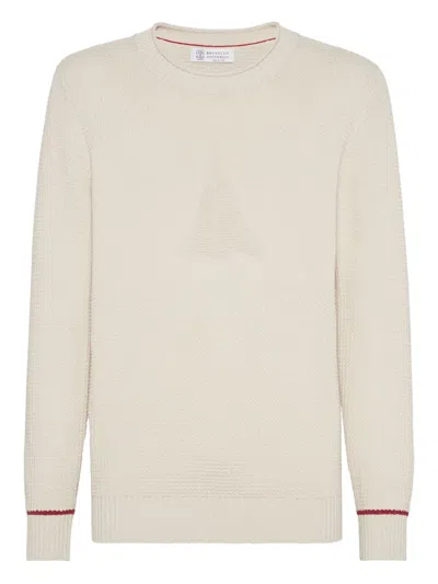 Brunello Cucinelli Waffle Stitch Sweater In Sand