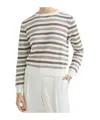 Brunello Cucinelli Women Striped Cotton Crewneck Sweater In Multi