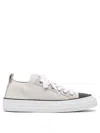 Brunello Cucinelli Cotton Knit And Suede Sneaker With Precious Toe In Nude