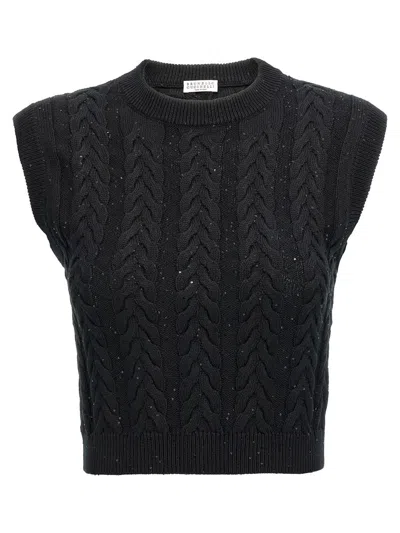 BRUNELLO CUCINELLI BRUNELLO CUCINELLI DOUBLE CABLE DAZZLING VEST