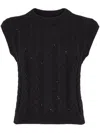 Brunello Cucinelli Black Dazzling Double Cable Knit Vest