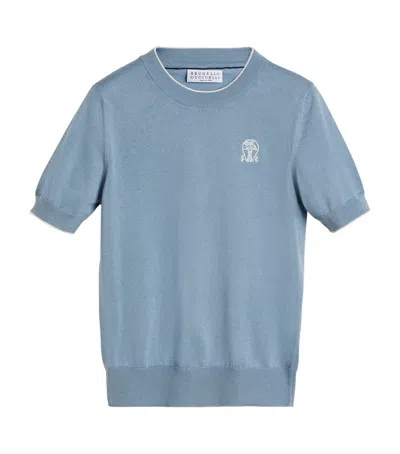 BRUNELLO CUCINELLI COTTON KNIT LOGO T-SHIRT