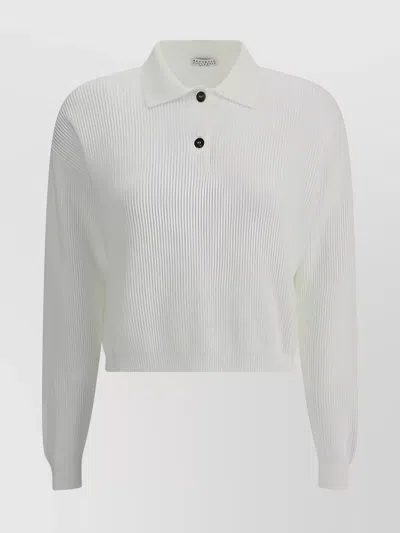 Brunello Cucinelli Cotton Knit Pullover With Ribbed Finish