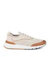 Brunello Cucinelli Canvas Sneakers With Contrasting Toe Cap In Brown