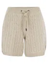 Brunello Cucinelli Women's Cotton Knit Shorts With Sequins In Oat