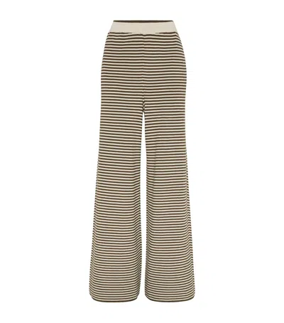 Brunello Cucinelli Cotton-knit Stripe Trousers In Brown