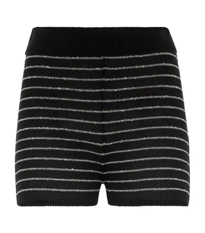 Brunello Cucinelli Cotton-knit Striped Shorts In Black