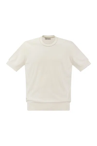 Brunello Cucinelli Cotton Knit T-shirt In Cream
