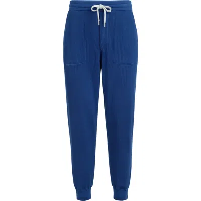 Brunello Cucinelli Ribbed-knit Track Pants In Blue