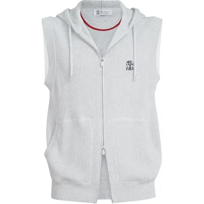 Brunello Cucinelli Cotton Knit Vest In Gray