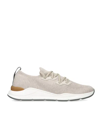 Brunello Cucinelli Kids' Cotton Knitted Runner Sneakers In Neutral