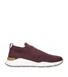 Brunello Cucinelli Cotton Knitted Slip-on Sneakers In Burgundy