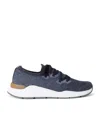 Brunello Cucinelli Cotton Knitted Sneakers In Blue