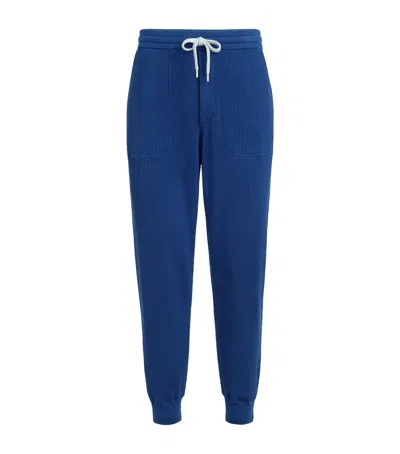 Brunello Cucinelli Cotton Knitted Straight Sweatpants In Blue
