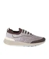 Brunello Cucinelli Men Techno Cotton Knit Sneakers Runners In Brown