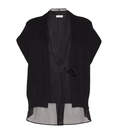 BRUNELLO CUCINELLI COTTON LAYERED CARDIGAN