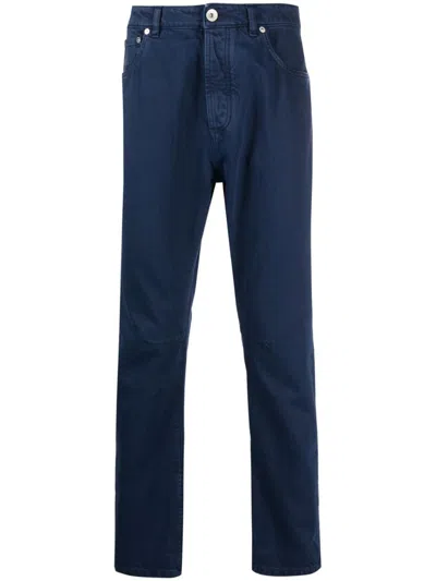 Brunello Cucinelli Cotton Leisure Trousers In Navy Blue