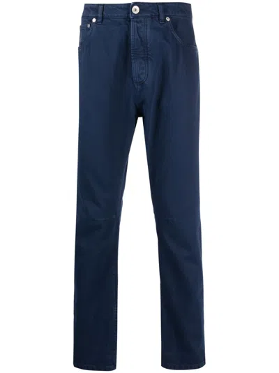 Brunello Cucinelli Cotton Leisure Trousers In Navy