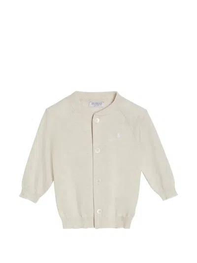 Brunello Cucinelli Cotton Lightweight Baby Bernie Cardigan In Neutral