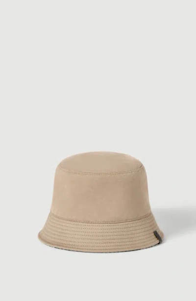 Brunello Cucinelli Cotton, Linen And Virgin Wool Reversible Bucket Hat With Monili In Beige