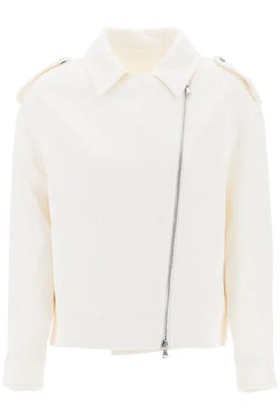 Brunello Cucinelli Cotton-linen Biker Jacket In White