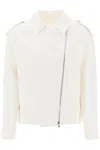 Shop Brunello Cucinelli Cotton Linen Biker Jacket In White